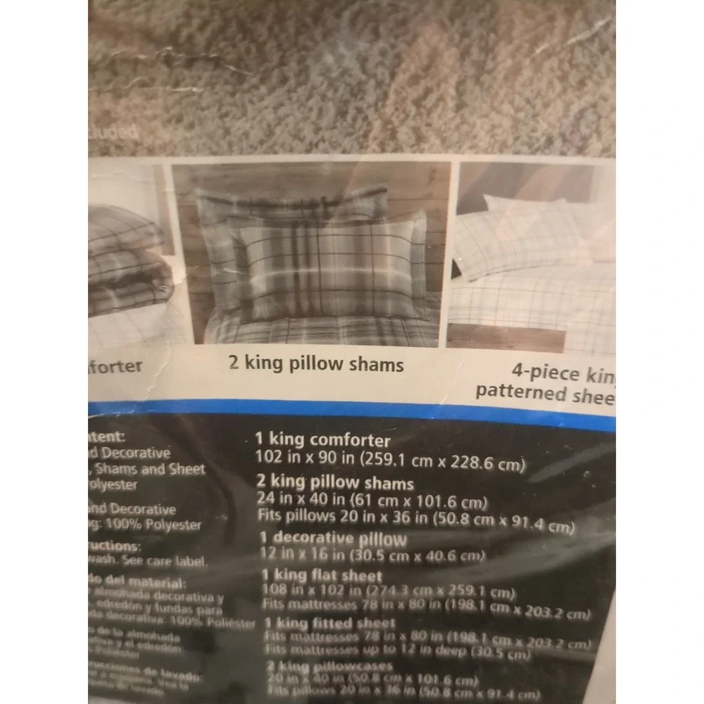 Brand New Mainstays 8 Piece Coordinated Bedding Set King Size In Beautiful Grays